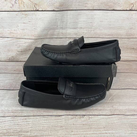 Coach C Coin Mens Sz 7.5D Leather Driver Loafers Black - TRIED ON ONLY - Picture 1 of 11